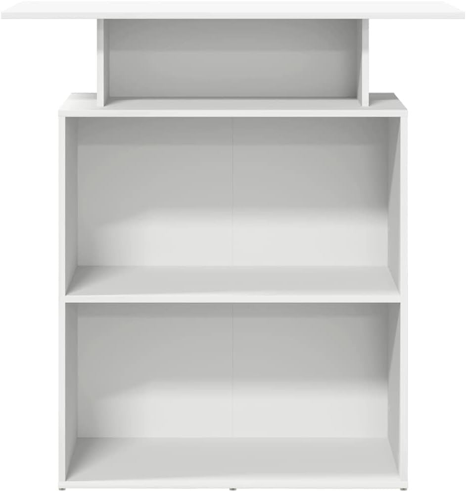 White Reception Desk 100x40x104cm Modern Office Counter with Storage Shelf