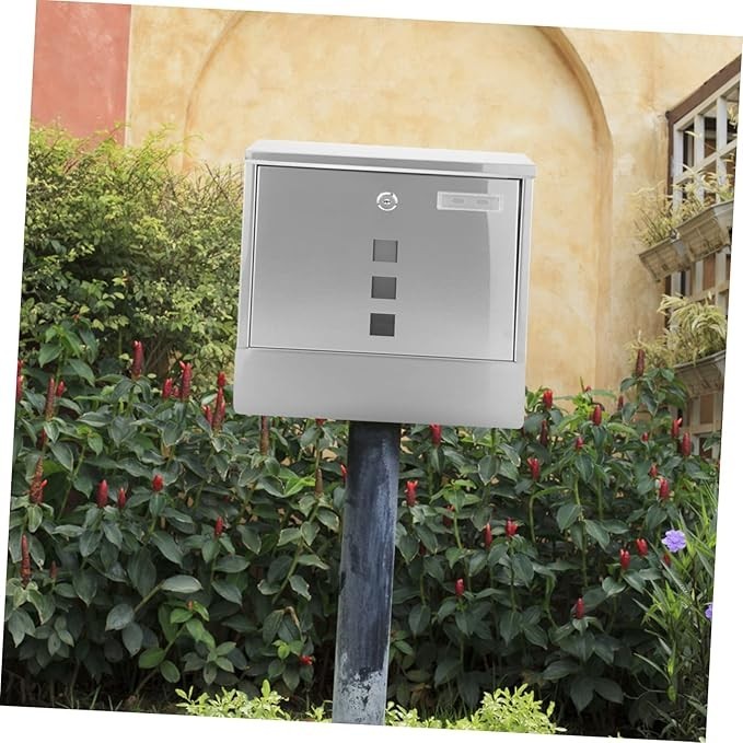 Lockable Stainless Steel Wall Mailbox Silver | Outdoor Post Box 32x30x8.5cm