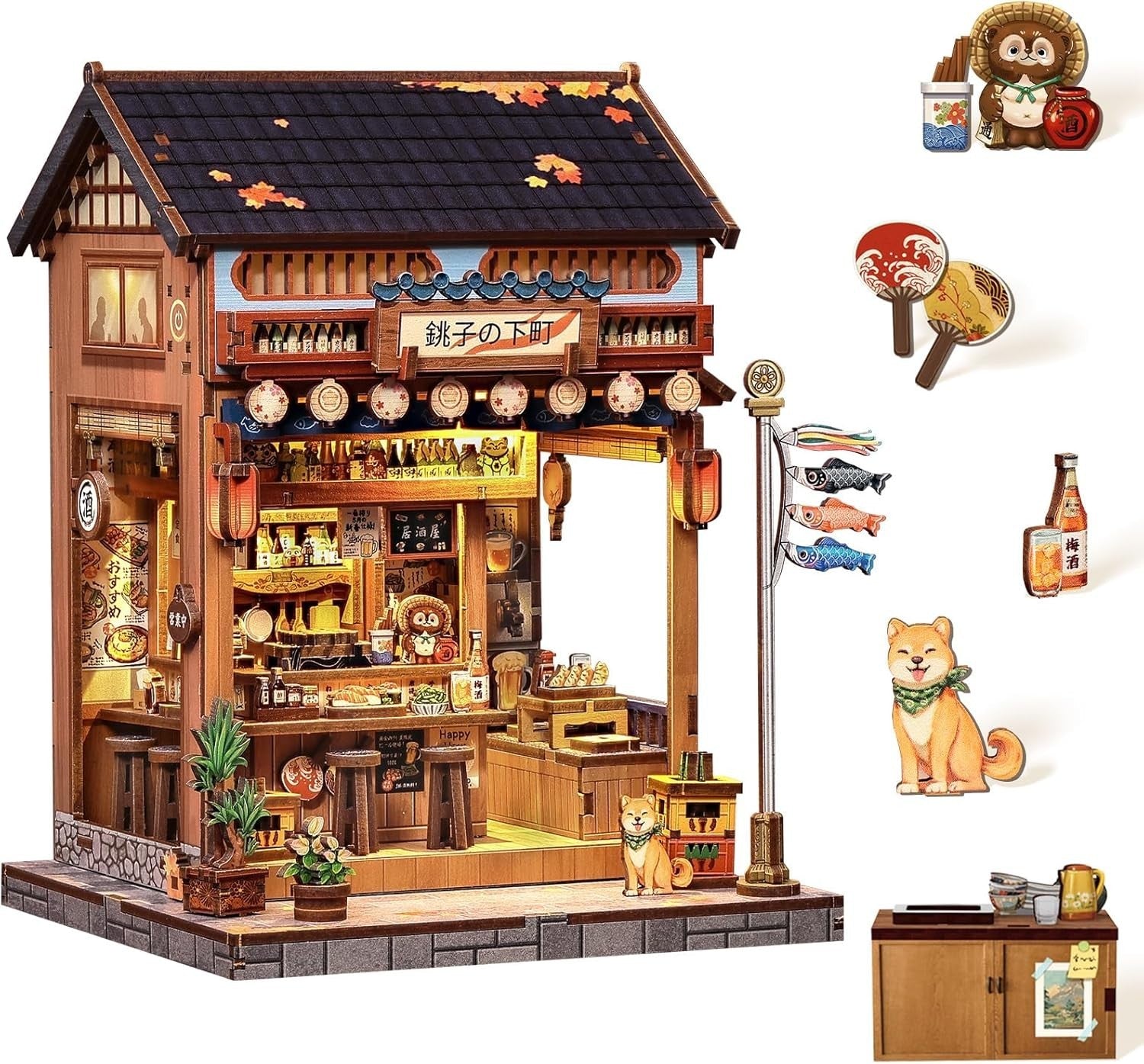 DIY Book Nook Kit Sakura Alley Miniature House LED Bookend Decor