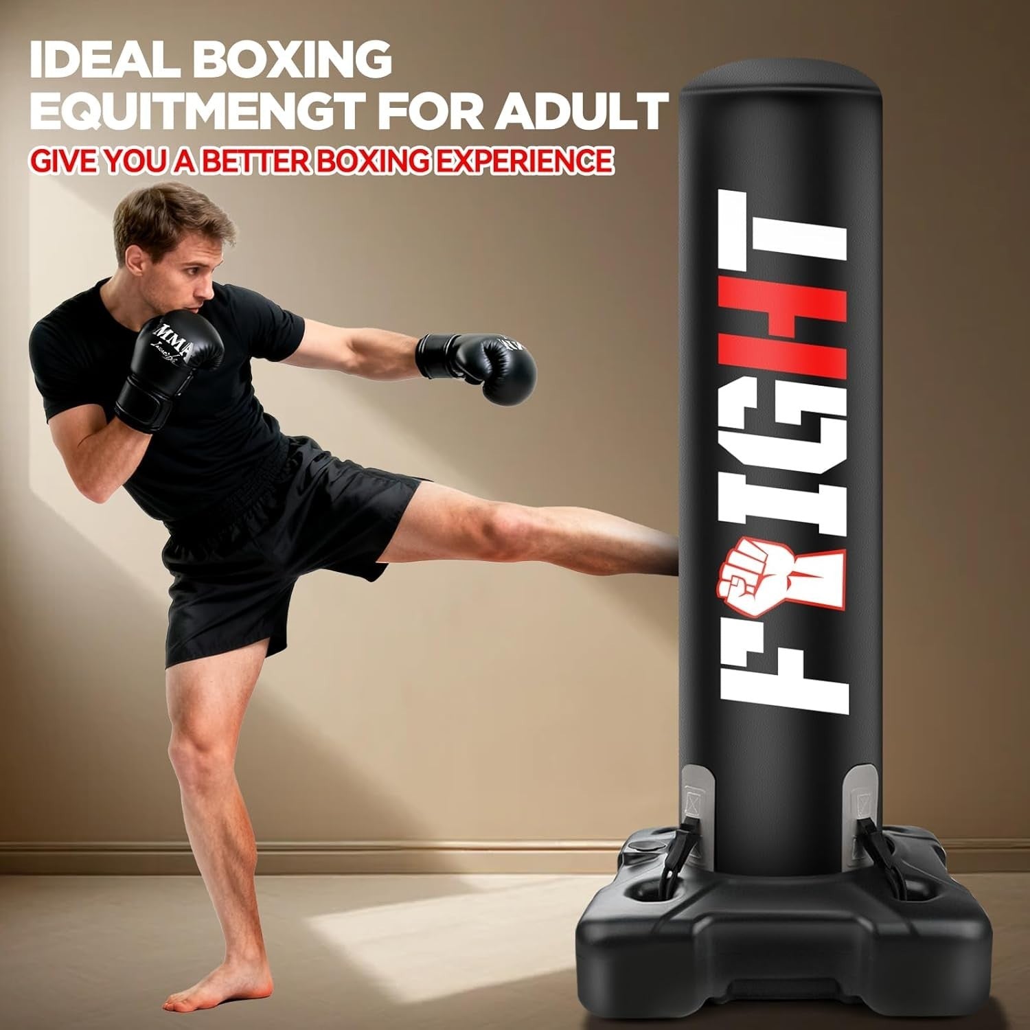 70in Free Standing Punching Bag Heavy Duty MMA Kickboxing Set