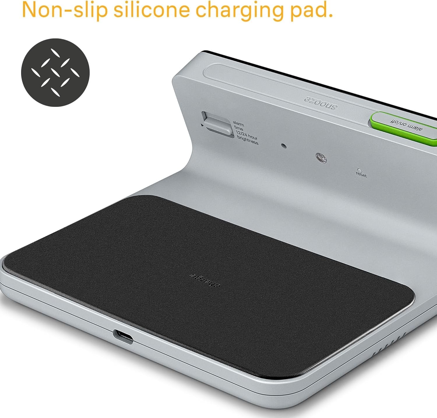Wireless Charging Digital Alarm Clock LCD Auto Dimming Fast Charge