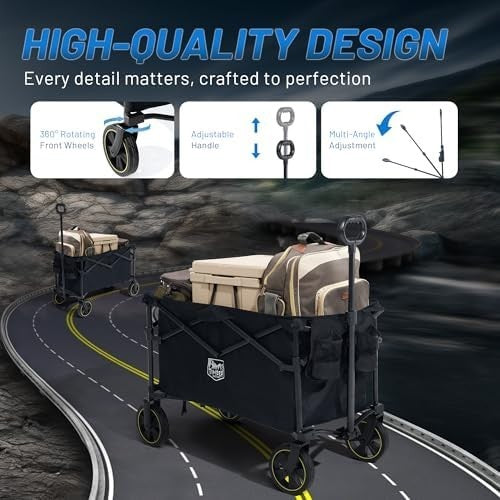 200L Folding Camping Trolley Wagon Heavy Duty Adjustable Handle