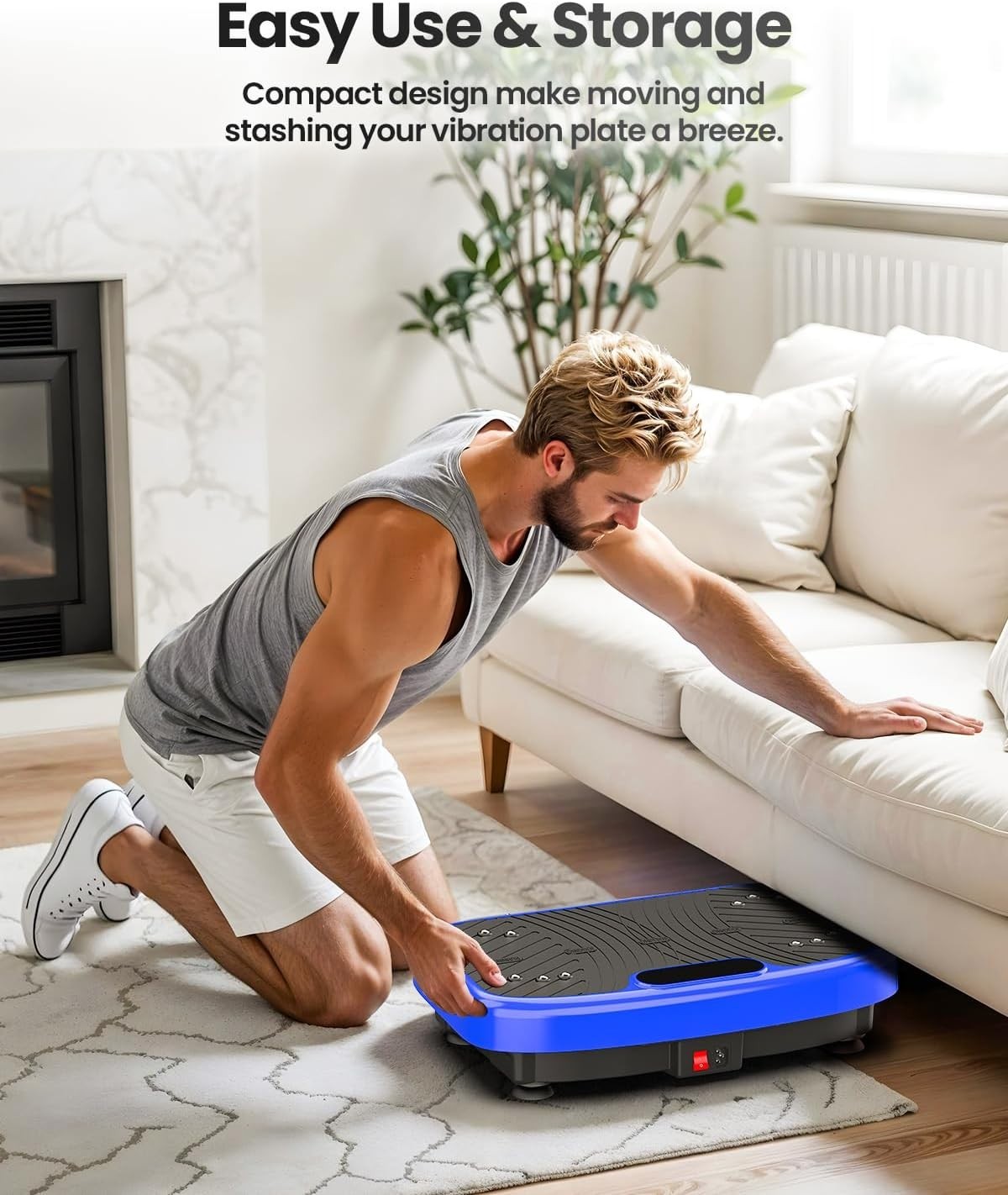 Blue Vibration Plate Exercise Machine 200 Speeds Lymphatic Drainage 450lb