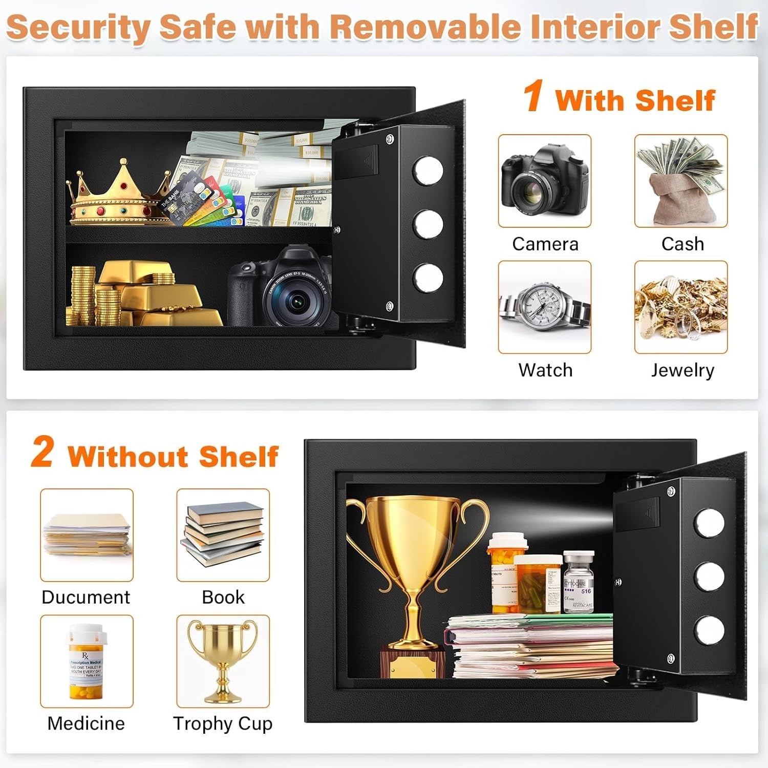 22L Digital Safe Box Alarm Silent Mode Cash Jewelry Security Lock