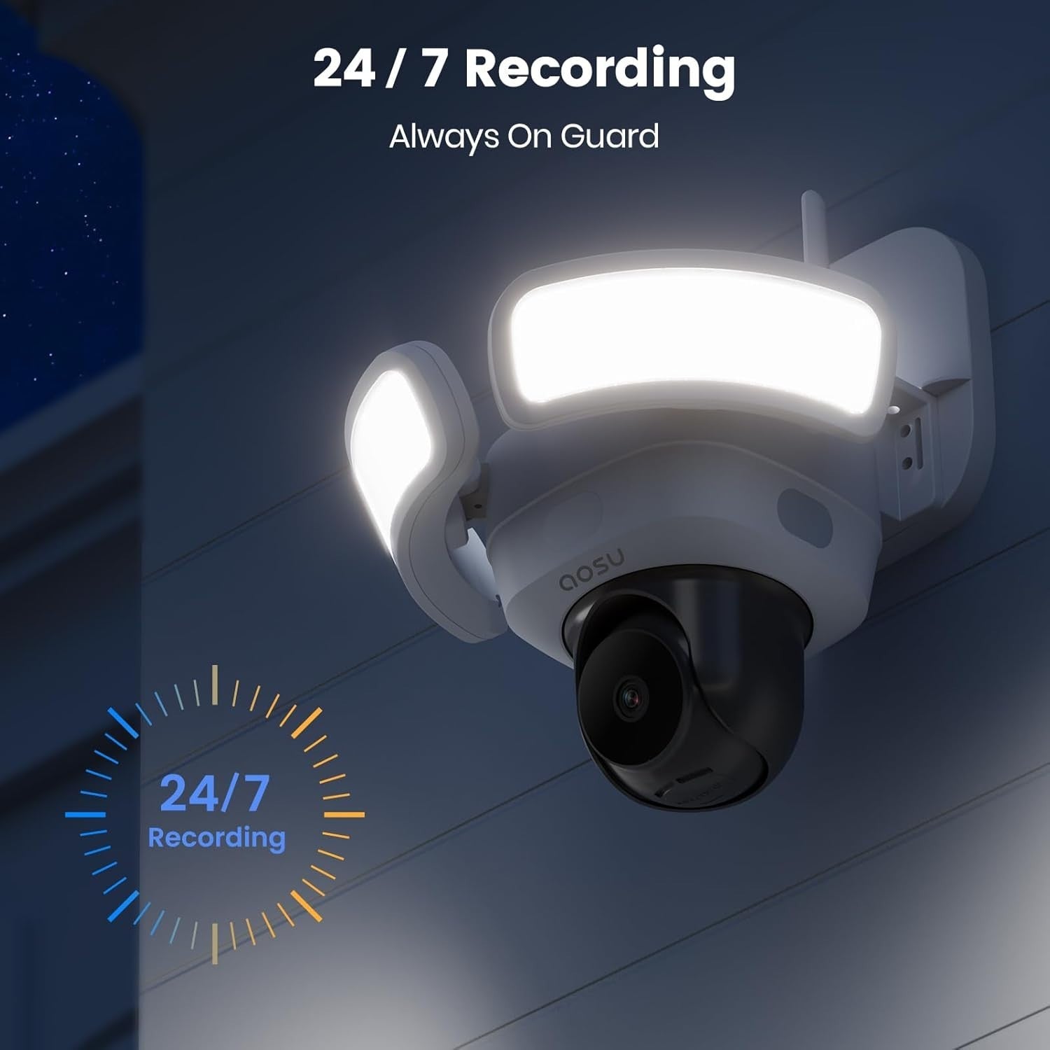 3K Floodlight Security Camera 360° PTZ 24/7 Recording WiFi CCTV