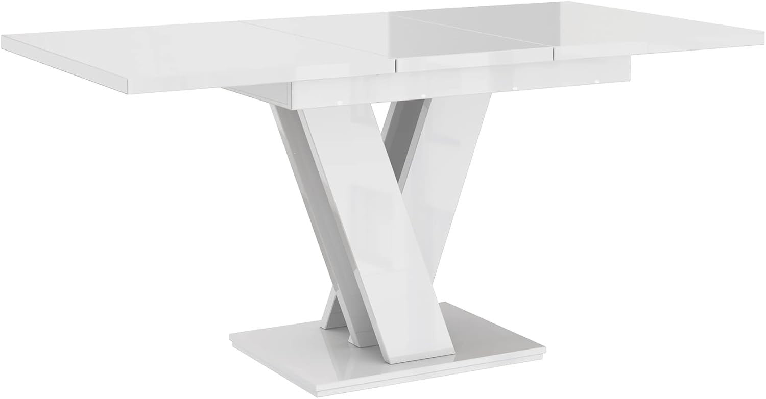 White Gloss Extendable Dining Table Modern 120–160cm Space Saving Room