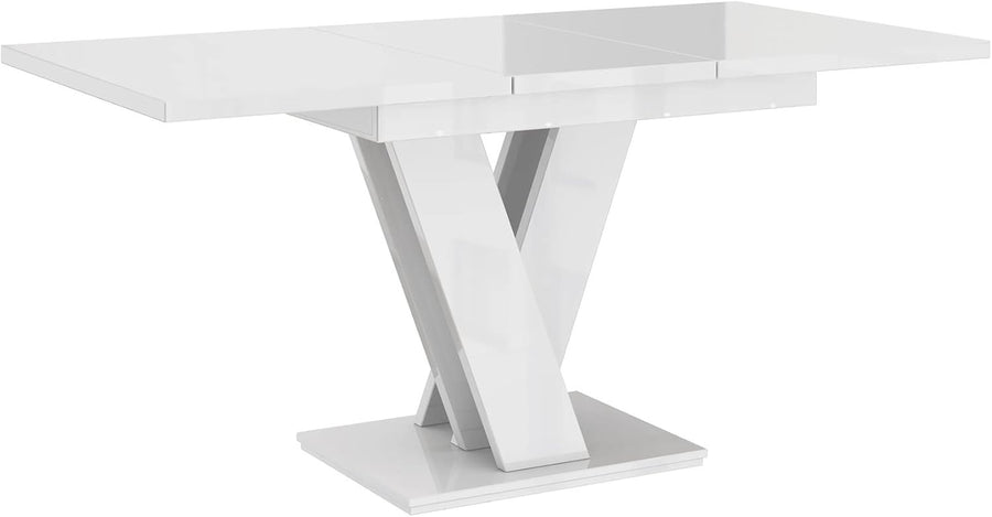 White Gloss Extendable Dining Table Modern 120–160cm Space Saving Room