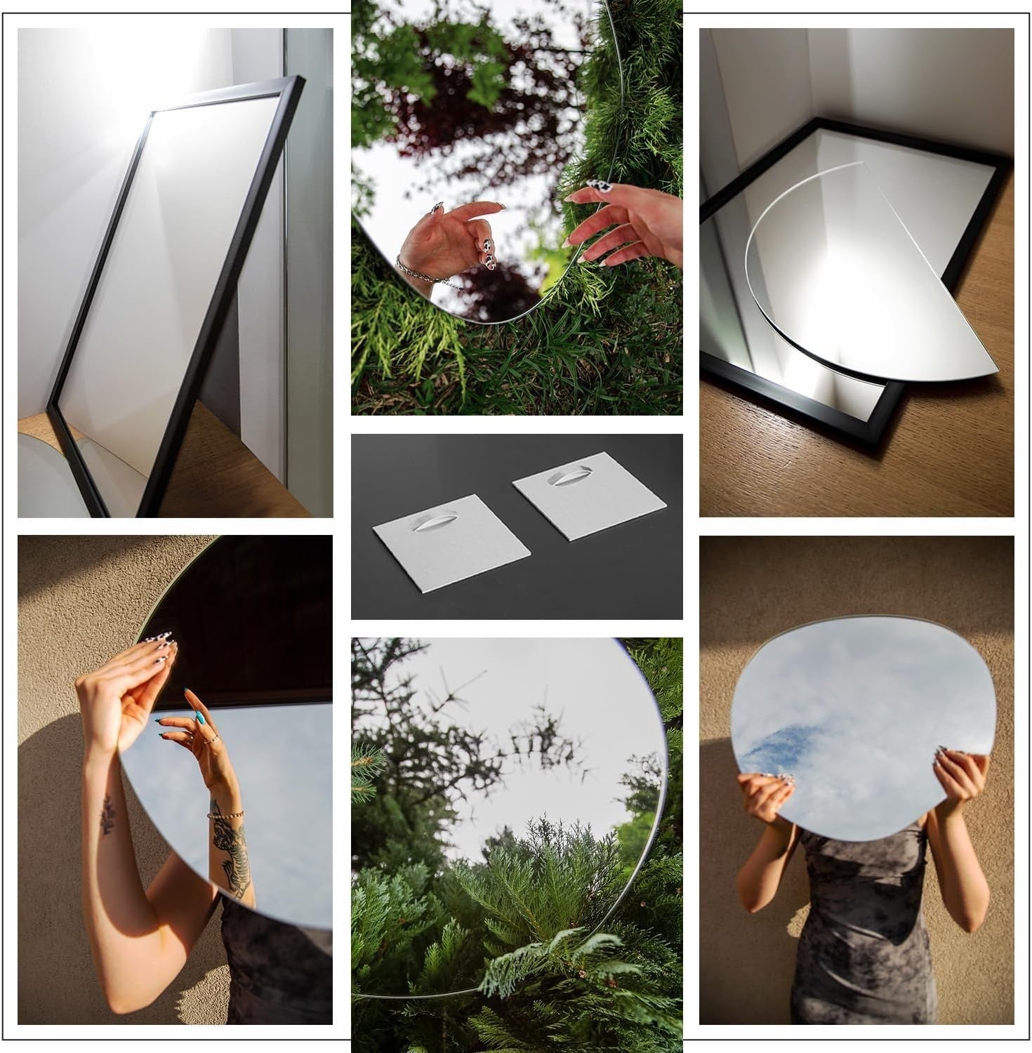 Large Wavy Wall Mirror 77x76 cm Frameless Modern Vanity Decor