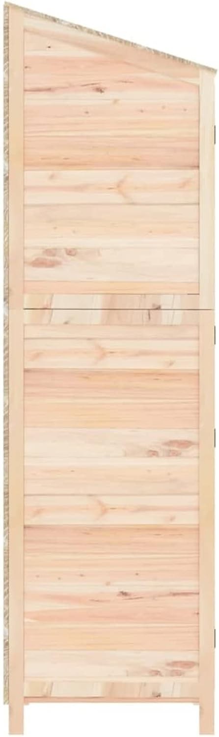 Large Solid Fir Wood Garden Shed 102x52x174.5cm Natural Outdoor Storage