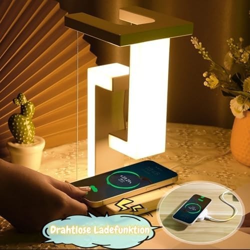 Finish Magnetic Levitating Desk Lamp LED Touch Lamp 3-Level Wireless Charger