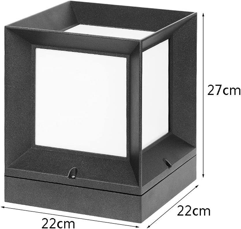 Outdoor Square Pillar Light Modern Black Aluminum Post Lantern Waterproof