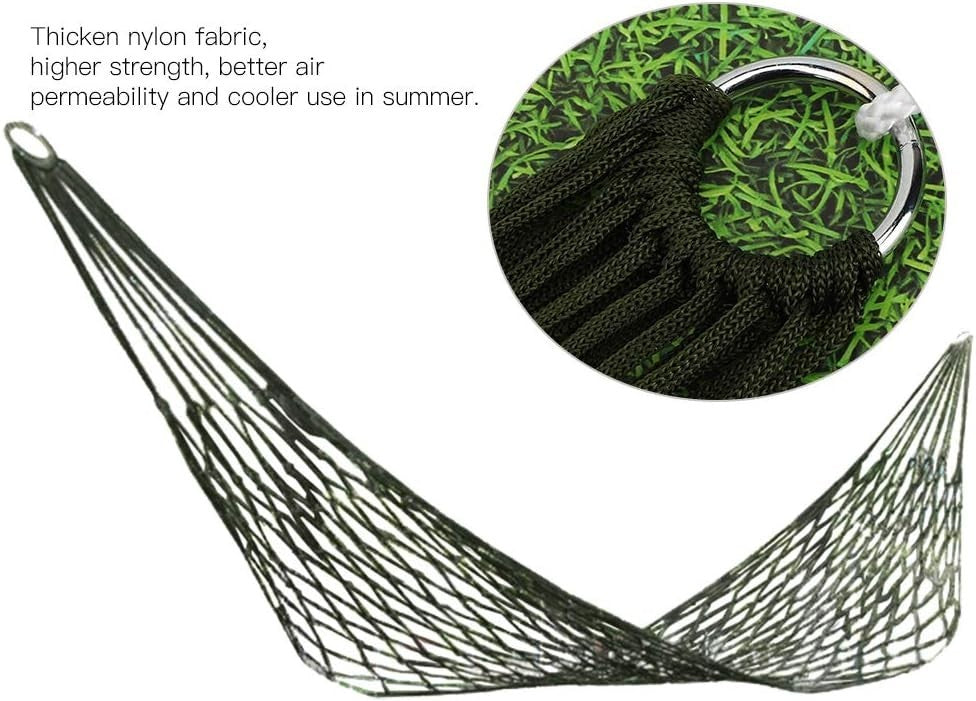 Single Person Camping Hammock – Strong Nylon Mesh Net Bed with Ropes for Garden