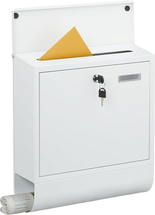 Lockable Wall Letterbox with Newspaper Holder – Weatherproof & Secure