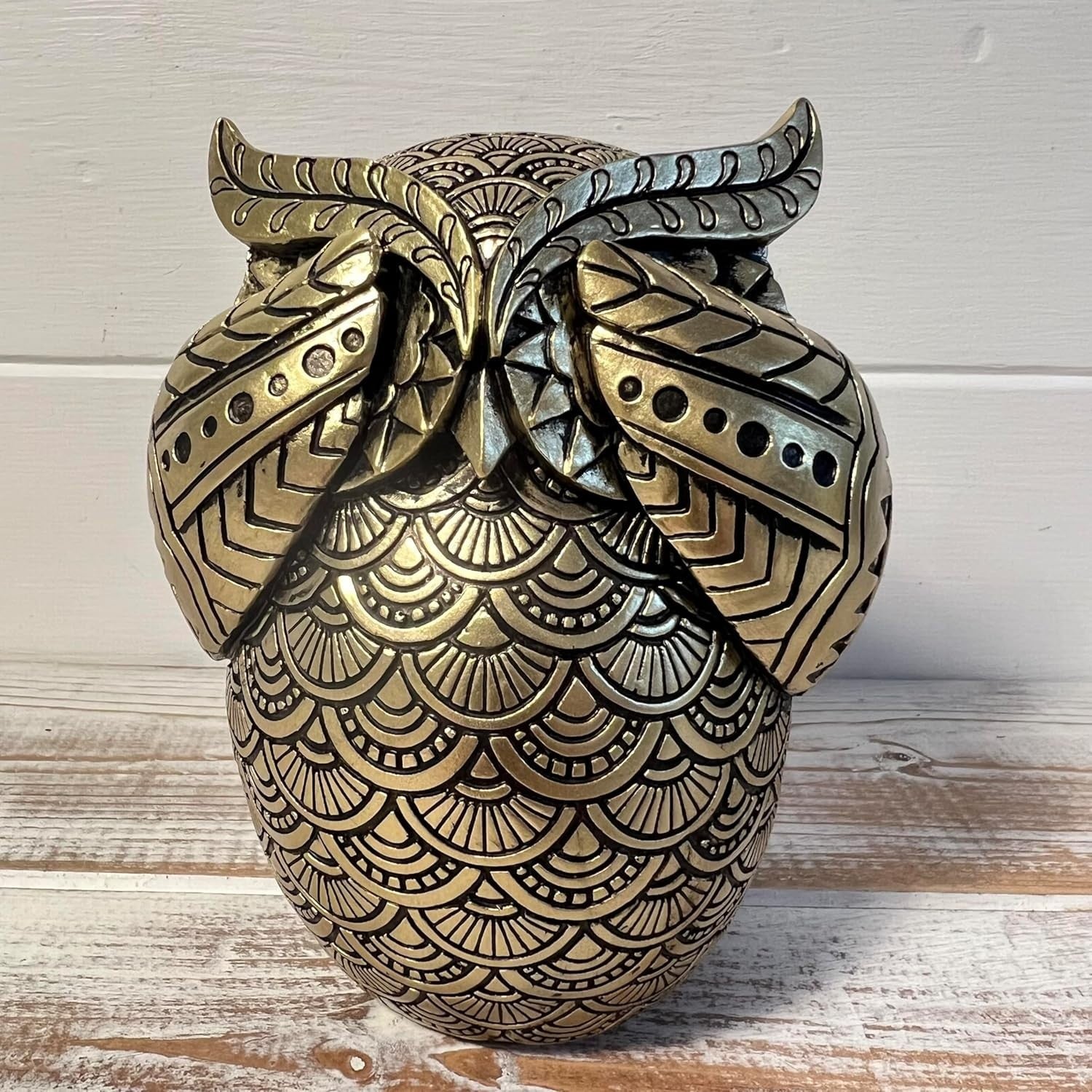 Gold Owl Ornament 13cm Polystone Figurine Elegant Home Decor Sculpture Gift