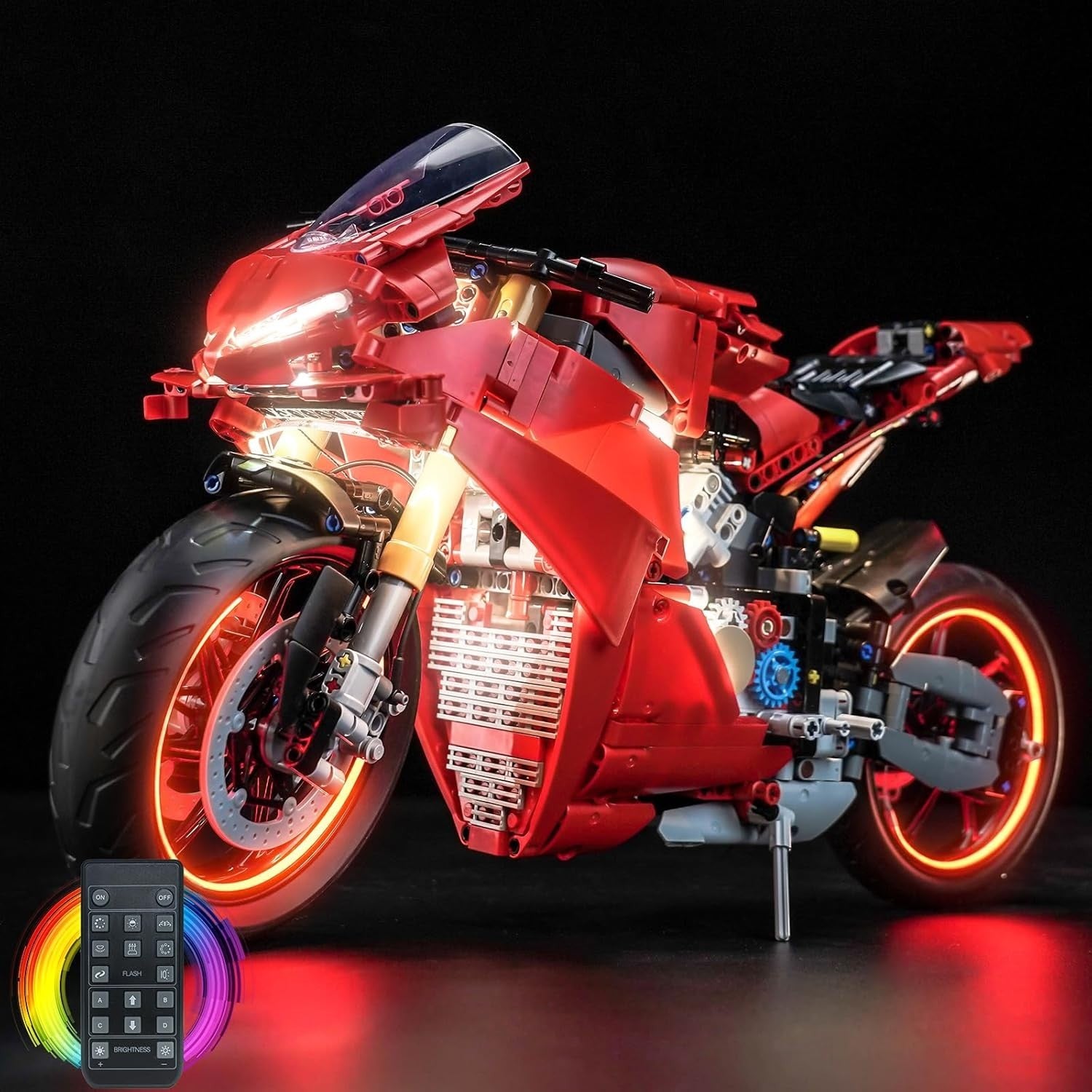 LED Light Kit for Lego Ducati Panigale V4 S Model Motorcycle - Remote Ready