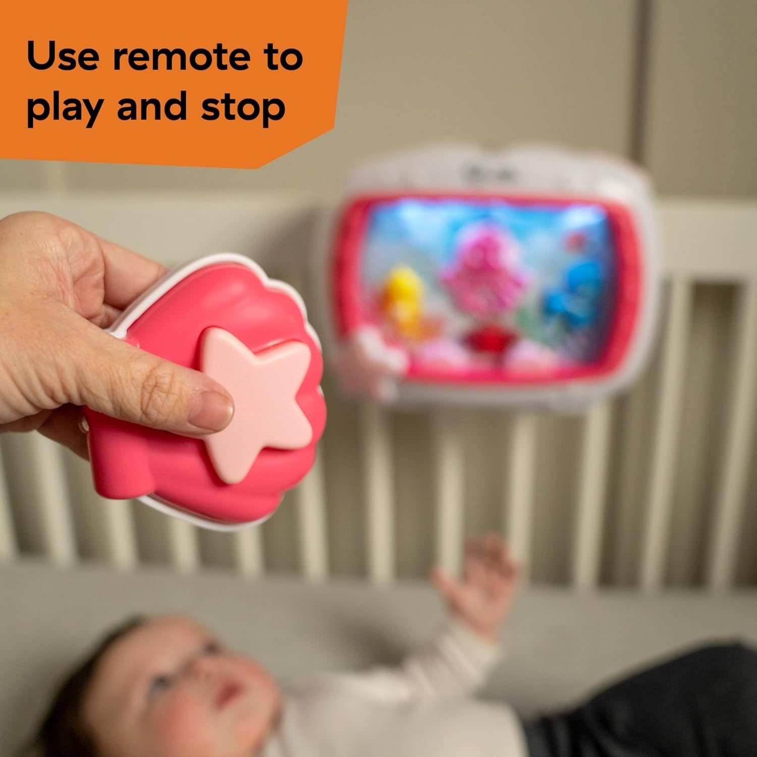 Baby Sleep Soother & Crib Toy – Light Effects, Remote, Pink, Infant Newborn