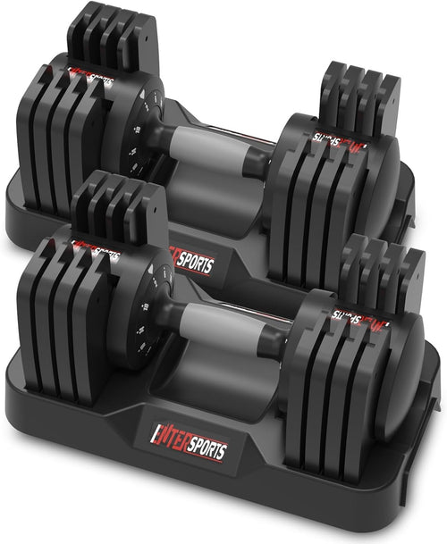 18kg Adjustable Dumbbell Pair 5-in-1 One-Hand Dial Space Saving
