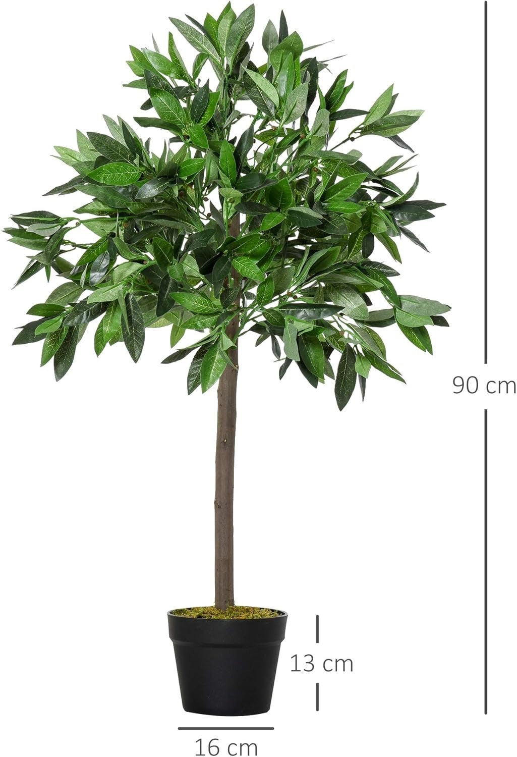 Set of 2 Artificial Bay Laurel Trees 90cm Potted Faux Green Plants Home Decor