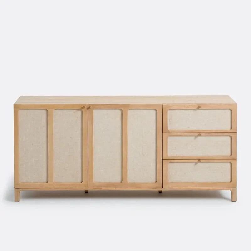 Modern Ash Sideboard with Linen Doors & Drawers – 180cm Storage Unit