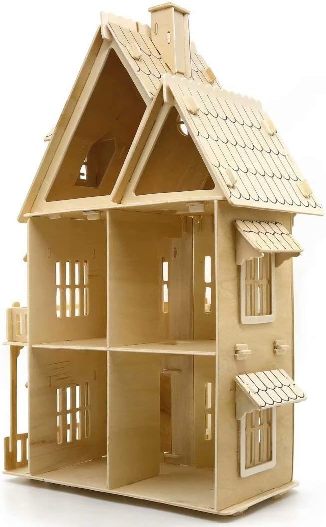 3D Wooden Dollhouse Puzzle Kit - DIY Fantasy Villa Model for Teens & Adults