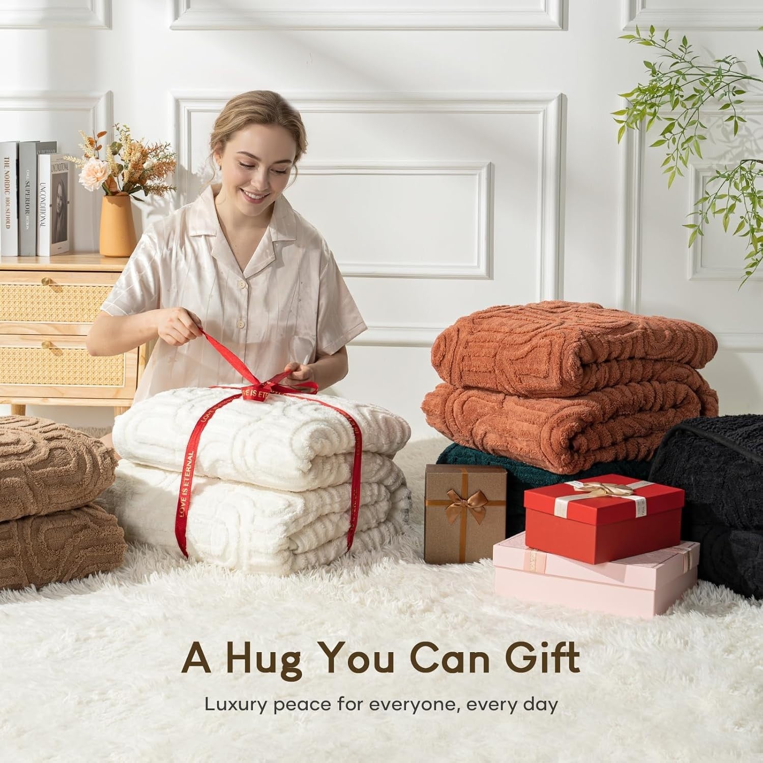Cream White Sherpa Weighted Blanket 15lbs Queen 60x80 Cozy Sleep