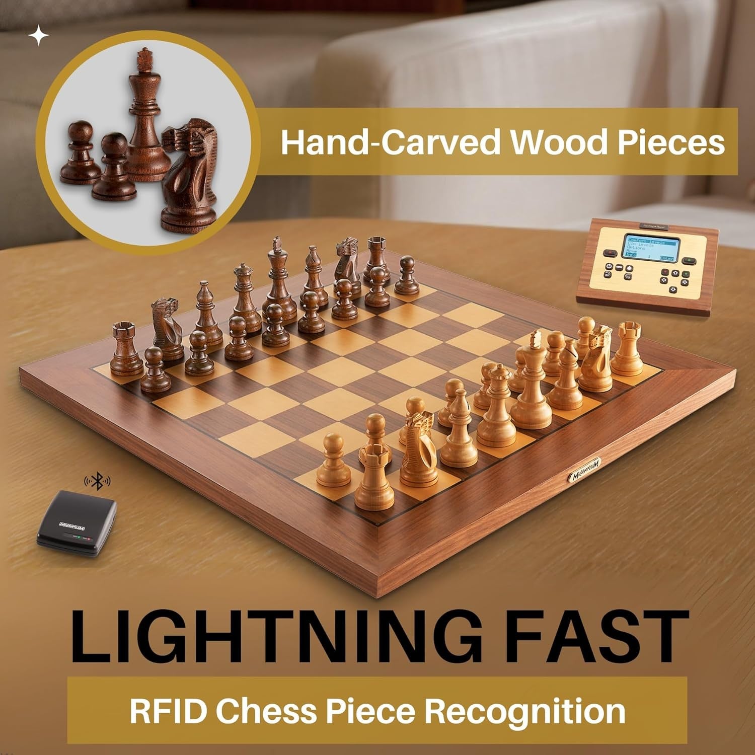 Luxury Wooden Tournament E-Board with Piece Recognition & Online Play