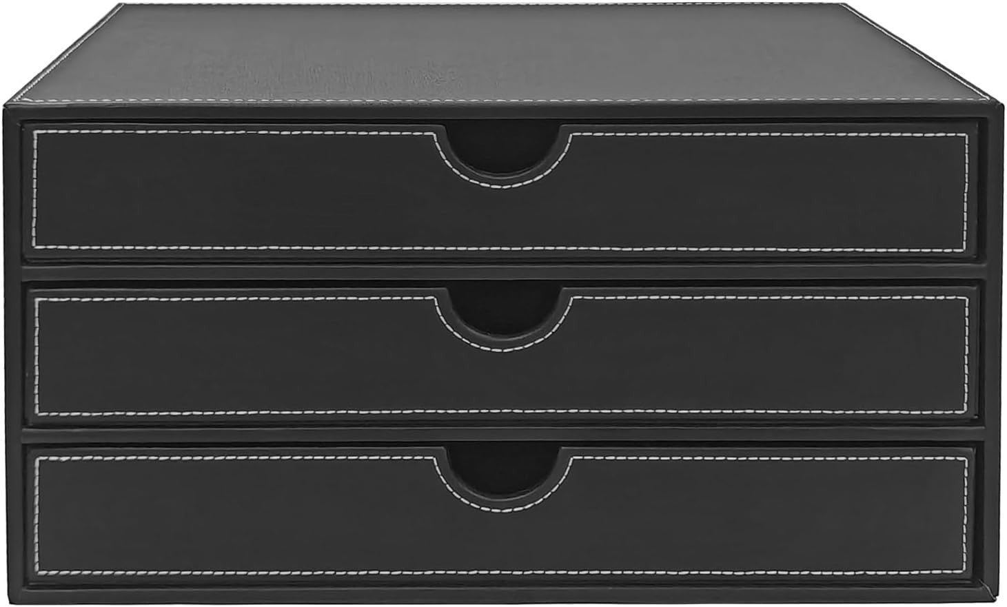 PU Leather Desk Organizer with 3 Drawers – Office & Home Storage Box