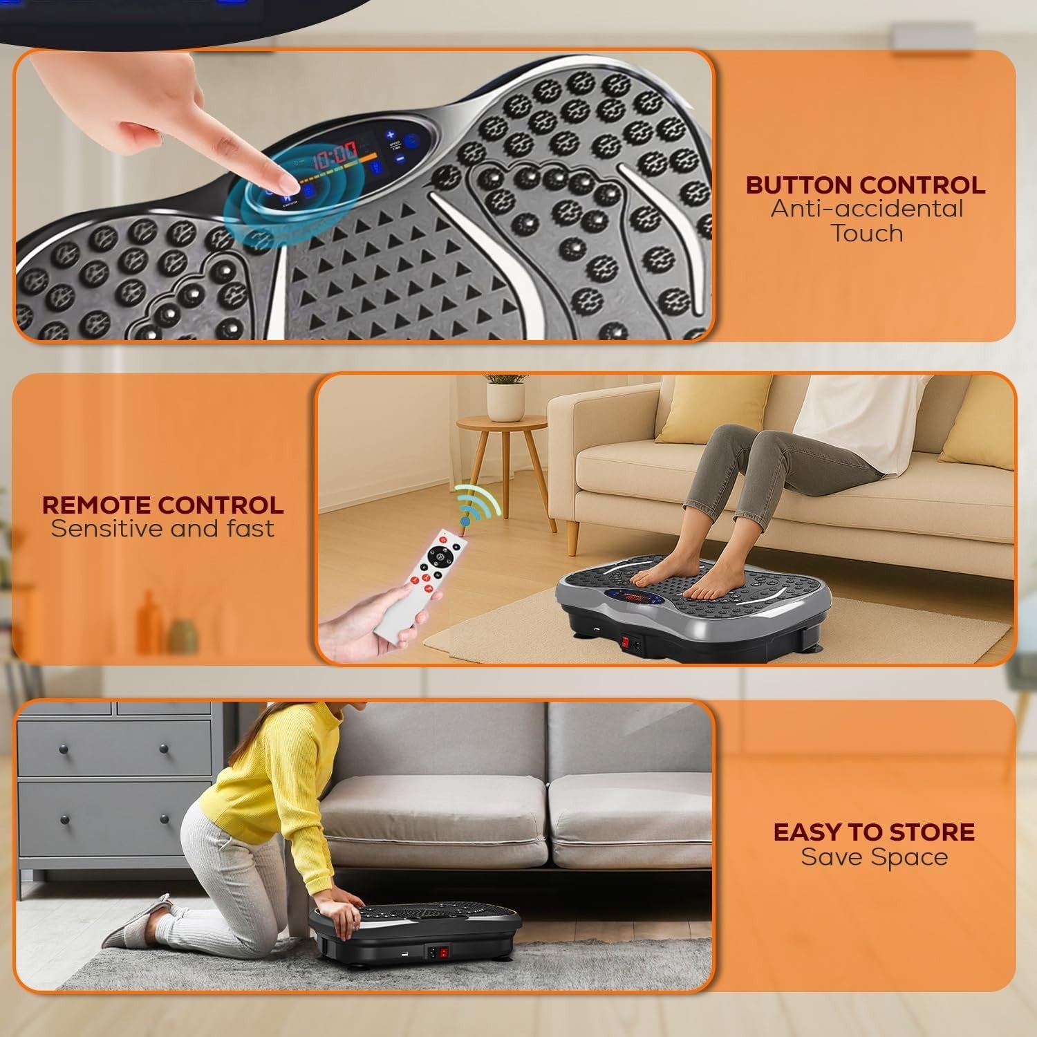 Vibration Plate Exercise Machine 99 Levels Bluetooth Remote 120KG