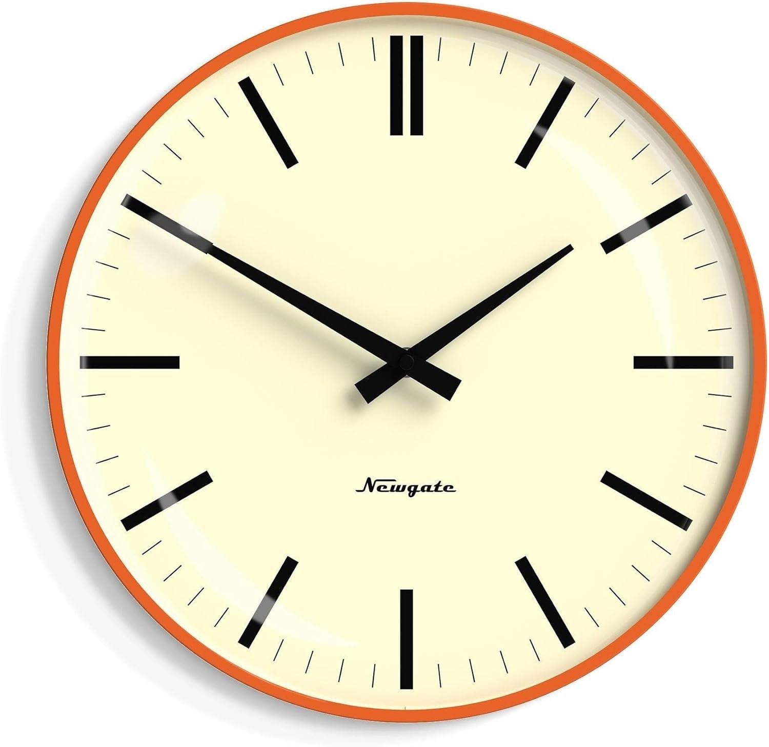 Retro Wall Clock 33cm Silent Sweep Orange Metal Office Kitchen Decor