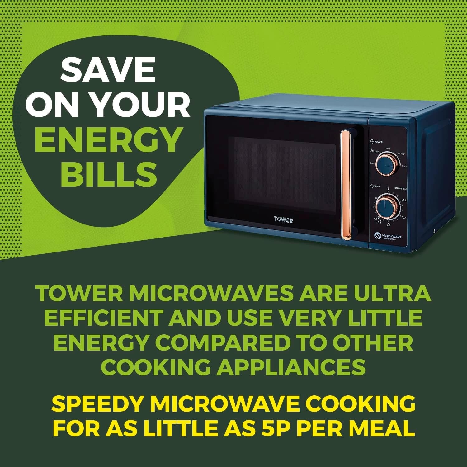 20L Microwave 800W Manual 5 Power Levels 35 Min Timer