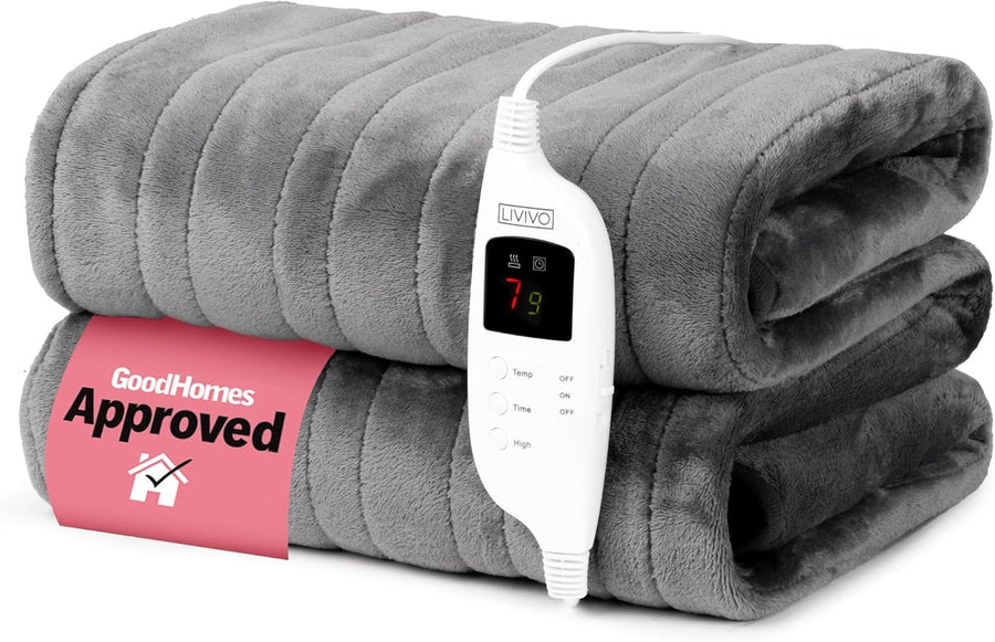 Electric Heated Throw Blanket 9 Heat Settings Soft Fleece 160x130cm