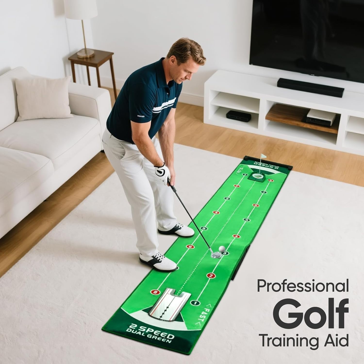 Professional Golf Putting Mat 10ft Mirror Trainer Indoor Home Practice Green