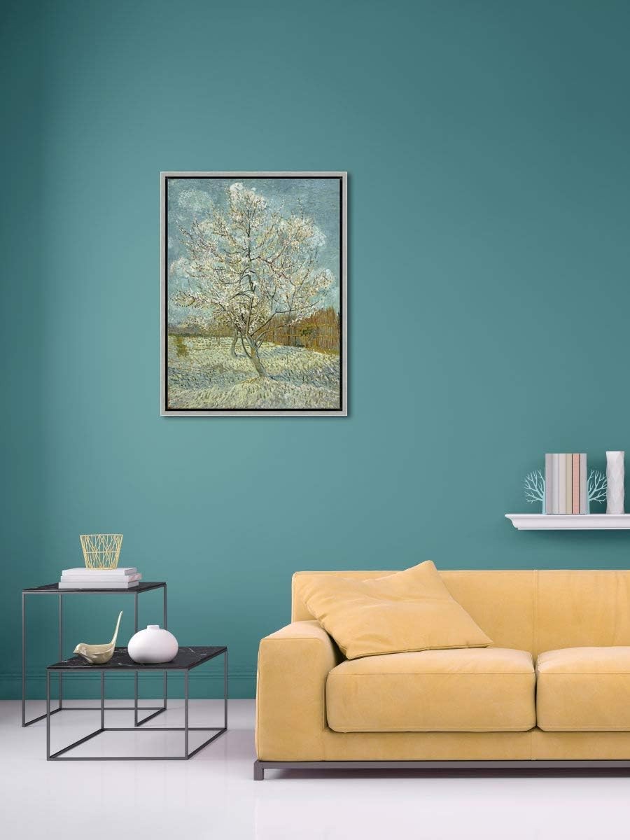 Silver Framed Blossom Tree Canvas Wall Art Modern Landscape Print 40x30cm