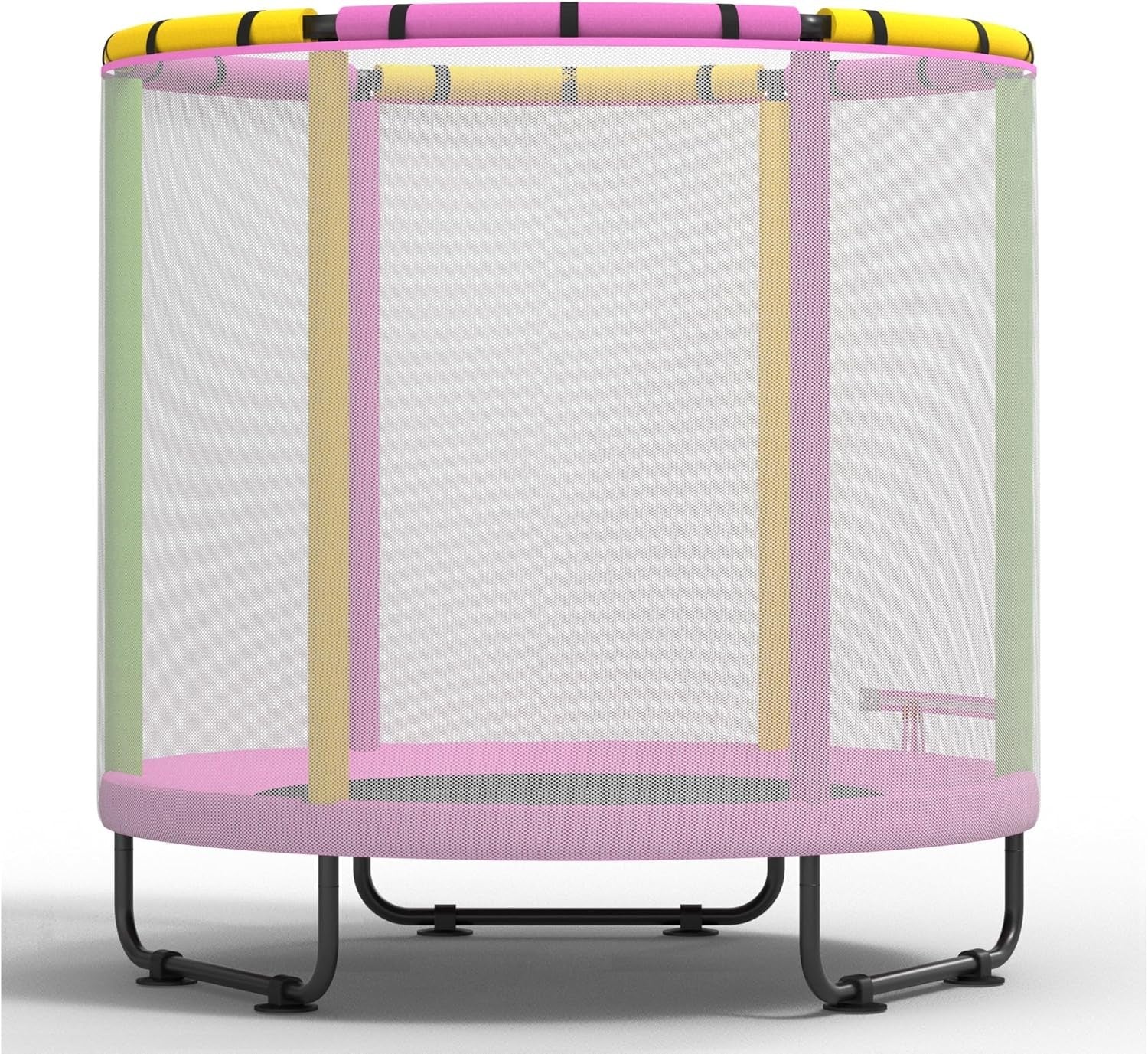 Kids Trampoline with Basketball Hoop Rings Pull-Up Bar Indoor Outdoor