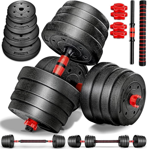 30KG Adjustable Dumbbells & Barbell Set Non-Slip Spinlock Home Gym