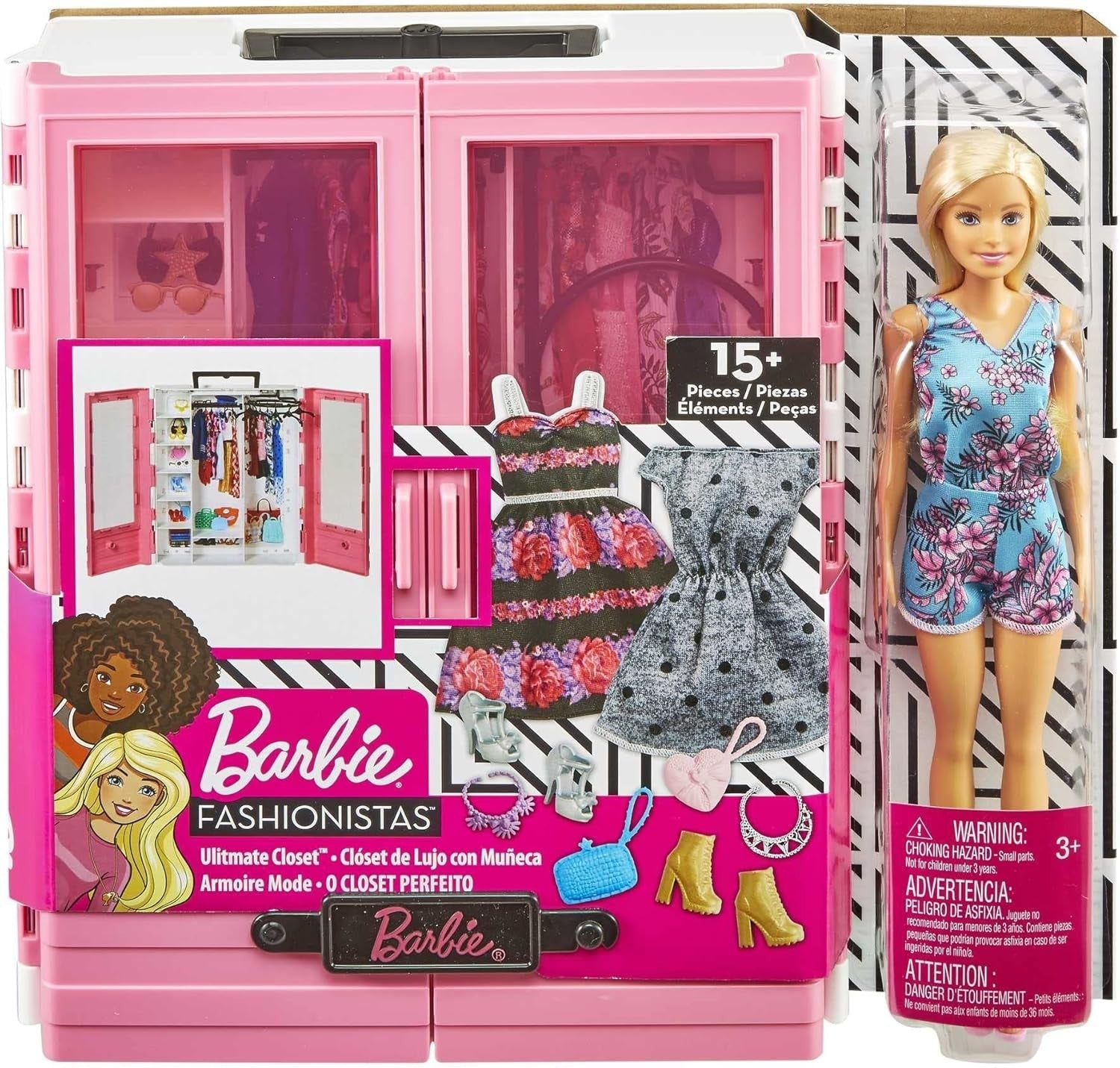 Kids Portable Fashion Closet Playset Doll Clothes Shoes Accessories Toy