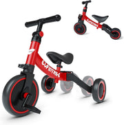 5 In 1 Toddler Tricycle Balance Bike Kids Ride On Removable Pedals Red