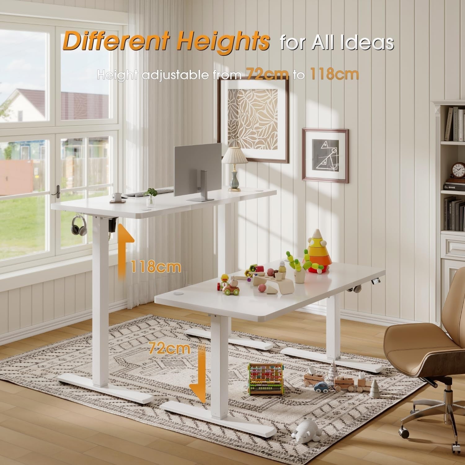 Electric Height Adjustable Desk 100x60cm | Sit Stand Office Table White