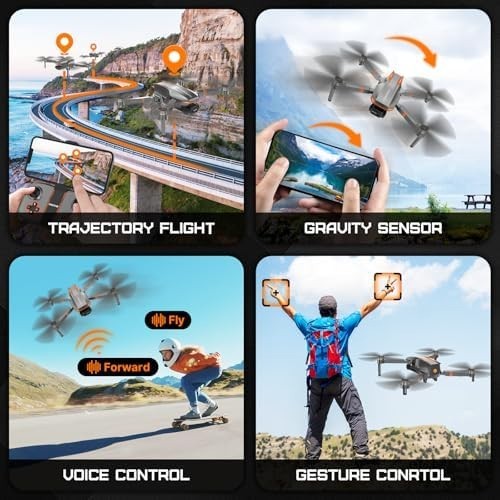 Brushless 4K Camera Drone for Kids & Adults, Foldable RC Quadcopter