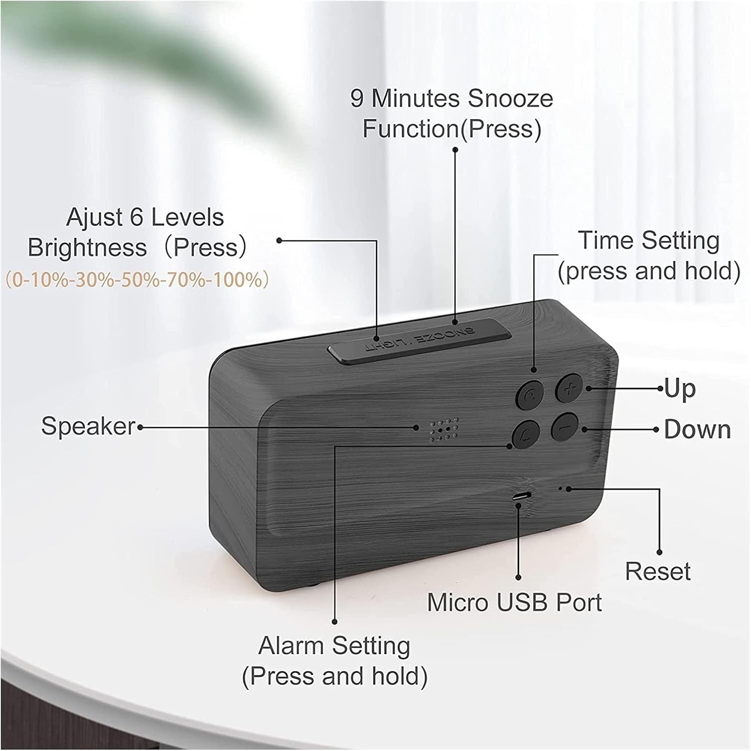 Digital Alarm Clock LED Large Display USB Charging Bedside Clock for Heavy Sleep
