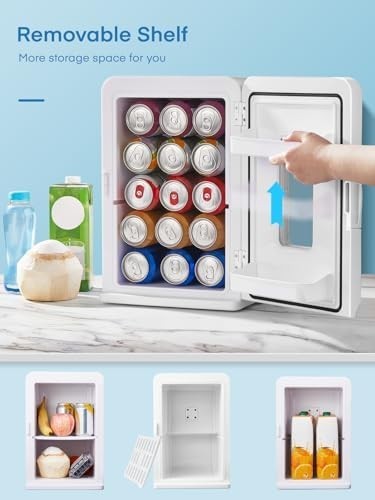 Mini Fridge 15L Portable Cooler & Warmer AC/DC Compact White