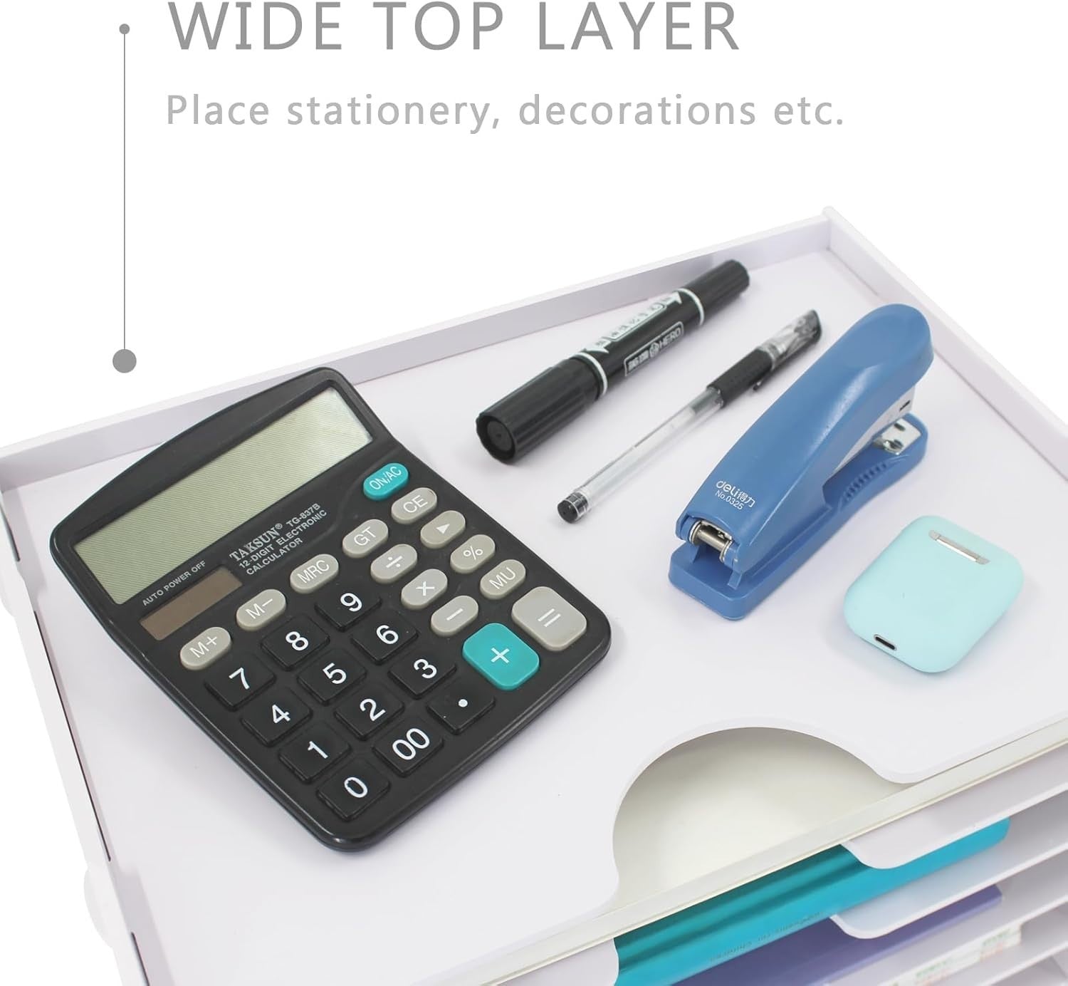7-Tier Wide Desk File Organizer | Letter Tray Storage Rack, Desktop Sorter