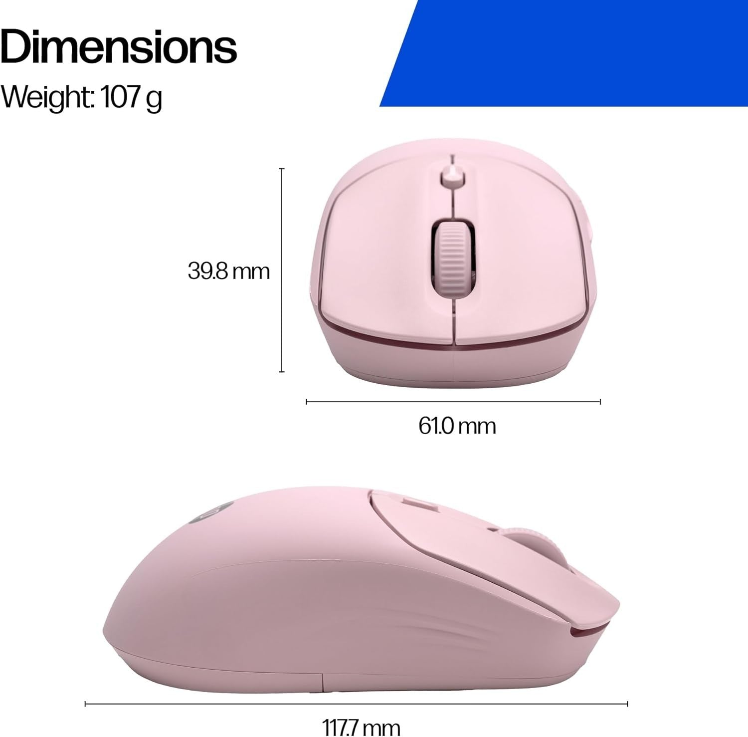Pink Quiet Wireless Mouse Dual Bluetooth 6000 DPI Soft Touch Office Laptop