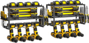 Heavy Duty Drill Storage Rack 2-Pack Floating Shelf 8 Drill Holders Yellow