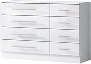 8 Drawer White High Gloss Chest of Drawers Modern Bedroom Storage Cabinet