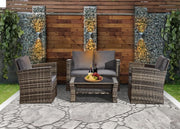 4pc Rattan Garden Furniture Set Outdoor Patio Sofa Chairs Table Wicker