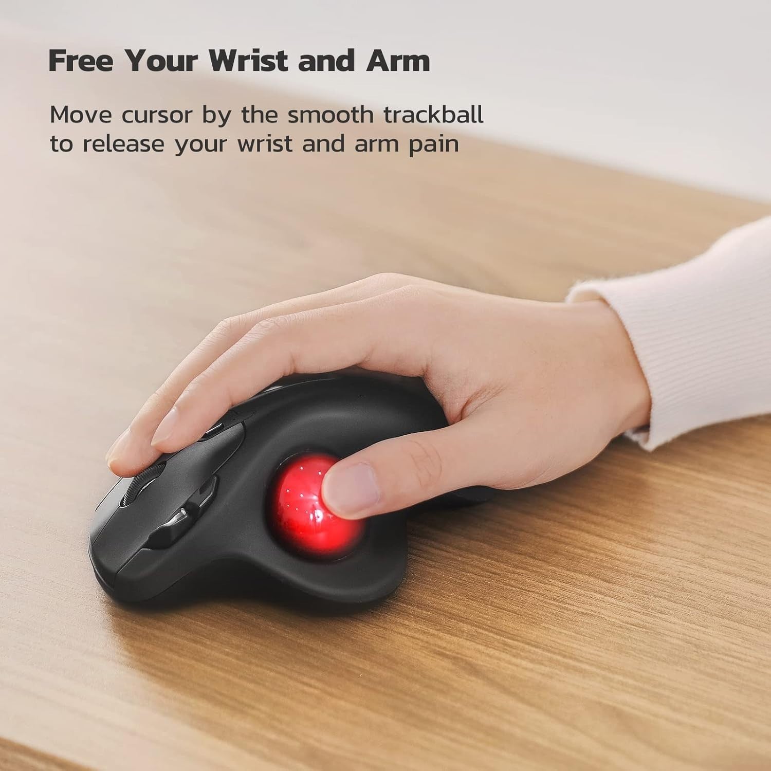 Wireless Ergonomic Trackball Mouse Rechargeable Bluetooth USB 3 Mode