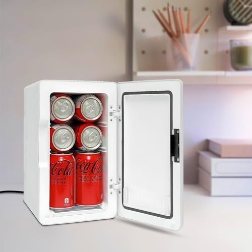 6L Mini Fridge White Retro Cooler & Warmer Portable 12V AC/DC