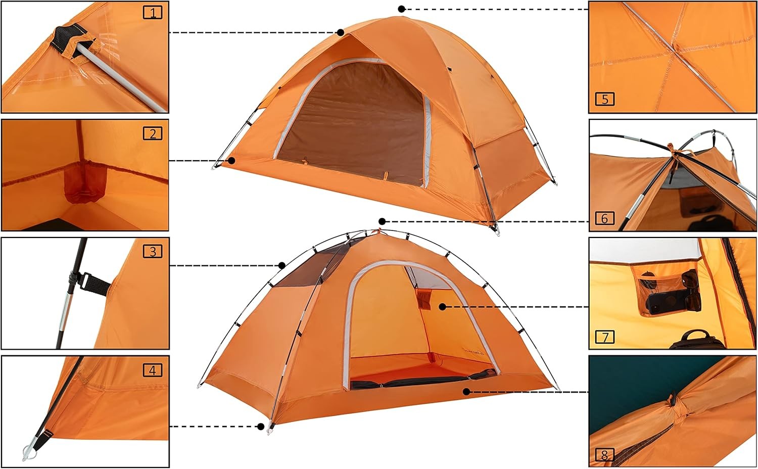2 Man Waterproof Camping Tent Lightweight Dome Easy Set Up Hiking