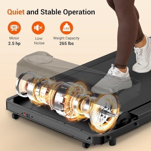 Portable Under Desk Walking Pad 2.5HP Quiet Treadmill w/ LED Display & Remote
